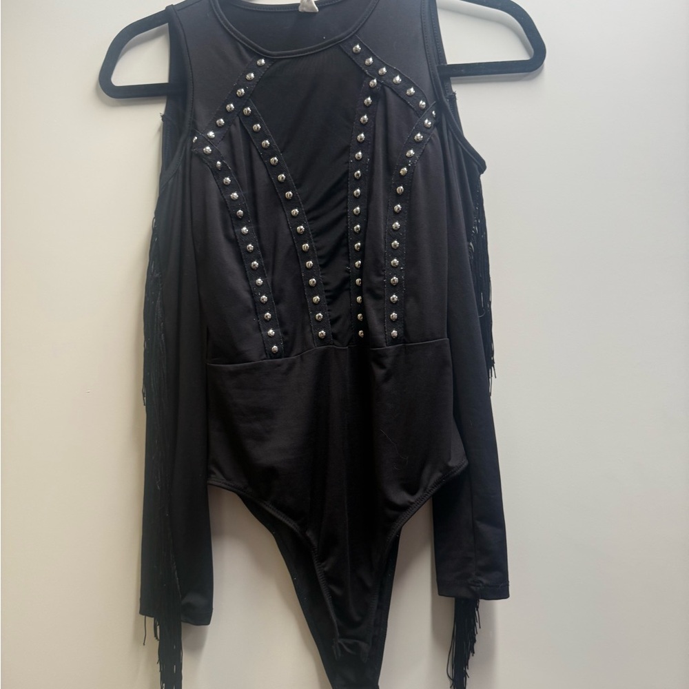 Black Fringe Bodysuit